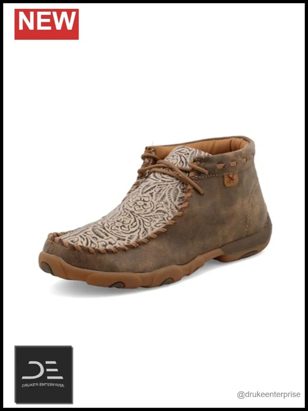 Women's Chukka Driving Moc Boot Leather Slip-On Lace-Up Casual